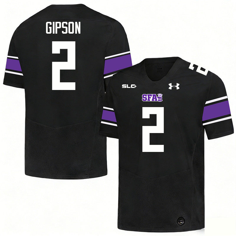 Stephen F. Austin Lumberjacks #2 Xavier Gipson College Football Jerseys,Uniforms-Black
